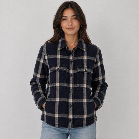 Abercrombie & Fitch Jackets & Blazers - Abercrombie & Fitch Plaid Flannel Shirt Jacket Navy Cotton Sz Small Grunge Cozy